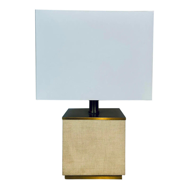 Currey & Company Organic Modern Small Raffia Cube Table Lamp