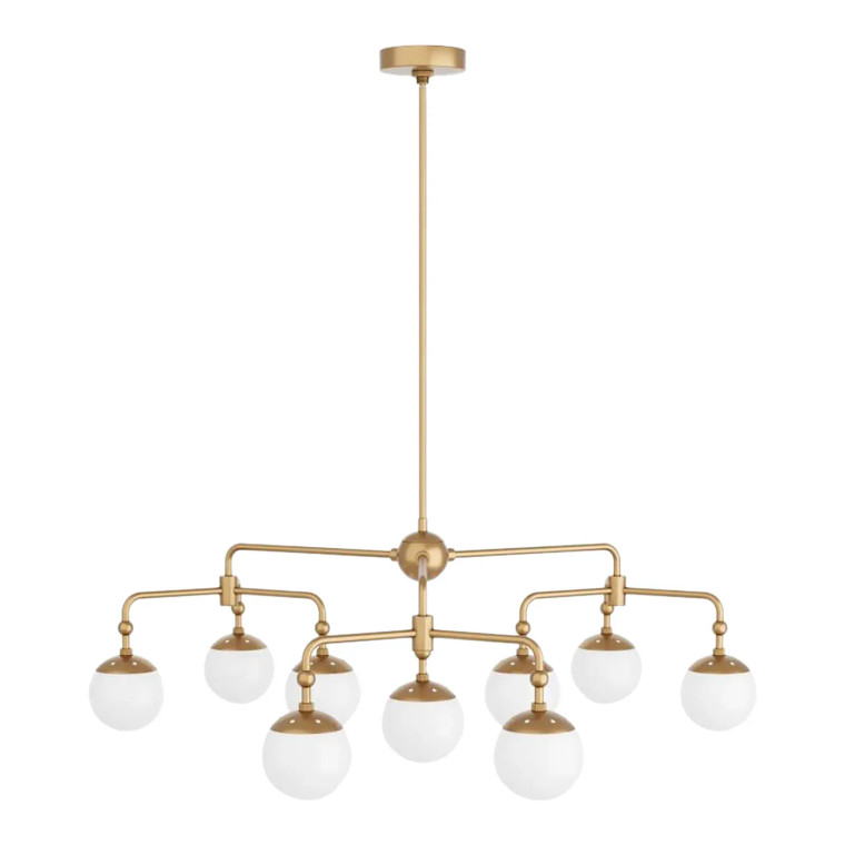 Arteriors Modern Brass Frosted Glass Globe Uticia Chandelier