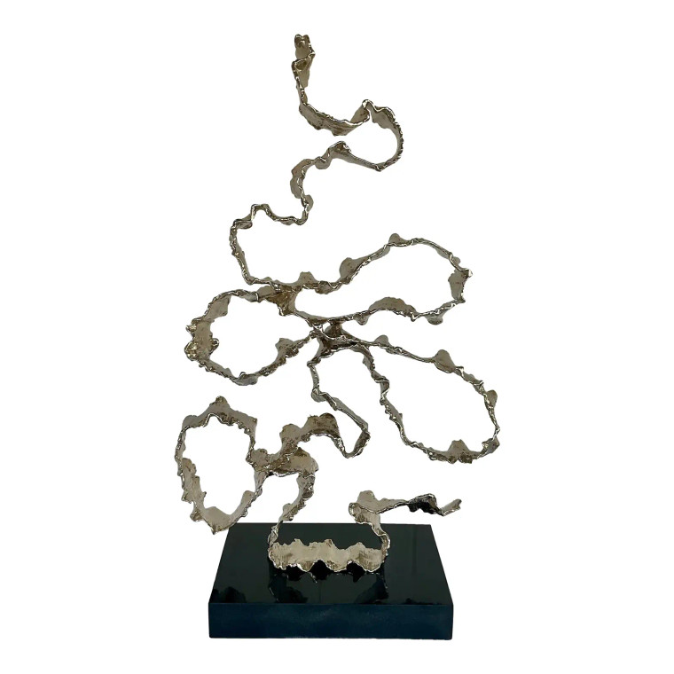 Global Views Brutalist Inspired Polished Nickel Squiggles Sculpture