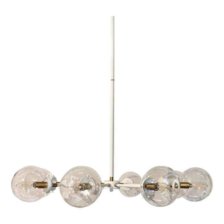 Modern White and Gold Glass Globe Chandelier