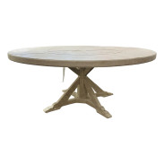 Jonathan Charles Organic Modern White Washed Lazy Susan Dining Table