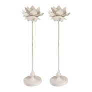 Currey & Company Modern White Lotus Torchiere Table Lamps Pair