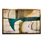 Abstract Modern Turquoise and Gold “Hammerhead” Giclee on Canvas