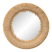 Currey & Co. Modern Beige Wooden Bead Jeanie Wall Mirror