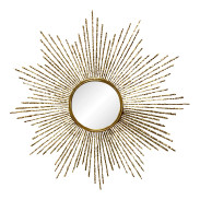 Global Views Modern Brass Square Beaded Burst Starburst Wall Mirror