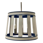 Modern White and Blue Burlap Pendant Light