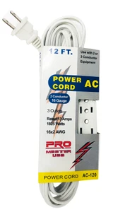 16AWG AC Extension Cable, 12FT  AC-120