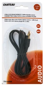 6ft Audio Cable, 3.5mm to 3.5mm Male  791-6/BK