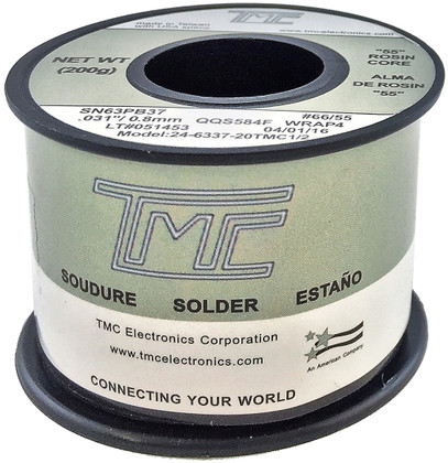 200g. Solder Wire, 63/37, 0.8mm/0.031"  24-6337-31TMC1/2