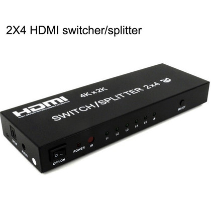 HDMI 2-way Switch + 4-way Splitter  HDMI-SPSW-4X2