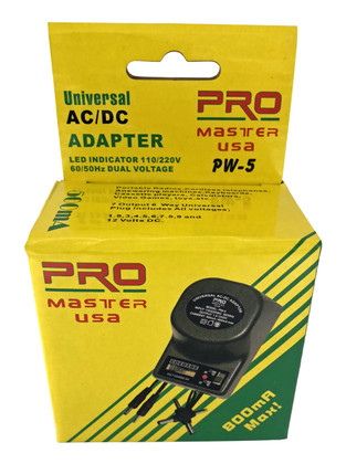 Universal AC/DC Adapter, 500-800mA  PW-5