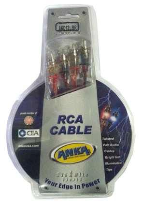 12ft Clear RCA Extension with LED tips  AKD12L