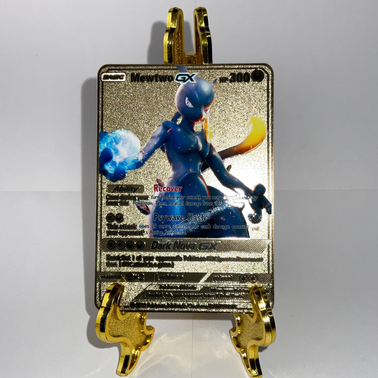 Mavin  Metal Gold Shadow Mewtwo GX & Ancient Mew Custom Pokemon Go Card  Amiibo Promo