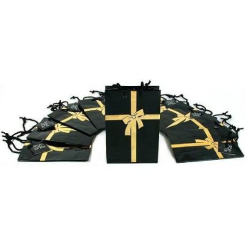 Gift Bag black with gold bow "4 x 4 1/2"