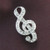 Brooch Rhinestone G-Clef Clef Stones