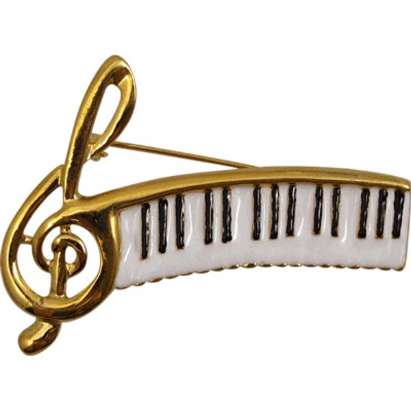 Brooch G-clef Keyboard White