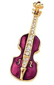 Brooch Rhinestone Small Violin
