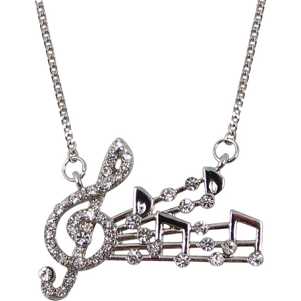 Necklace Music Staff/Notes w Crystals