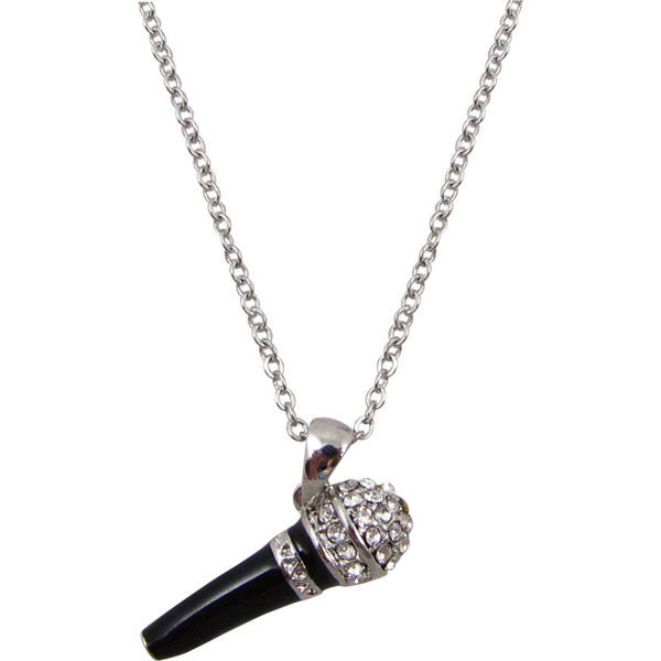 Necklace Microphone Black/Crystals