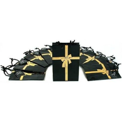 Gift Bag black with gold bow "4 x 4 1/2"