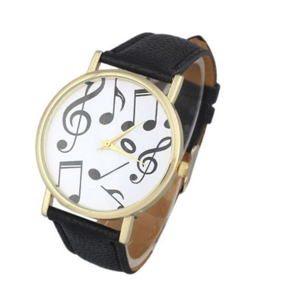 Gofuly Music Note Leather Band Watch