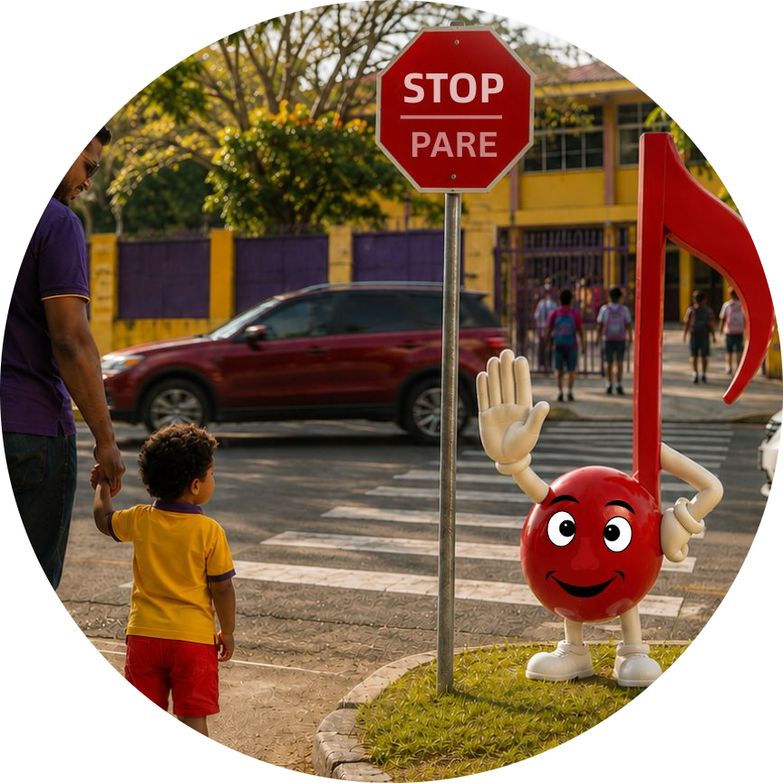 Parent and child using a stop cue in class