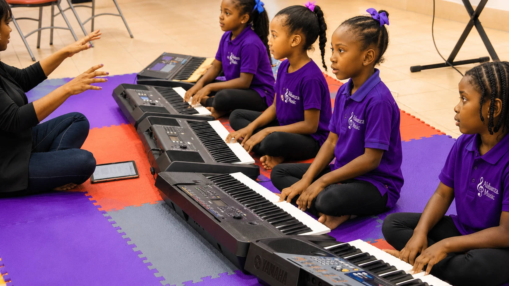 Child using keyboard by ear