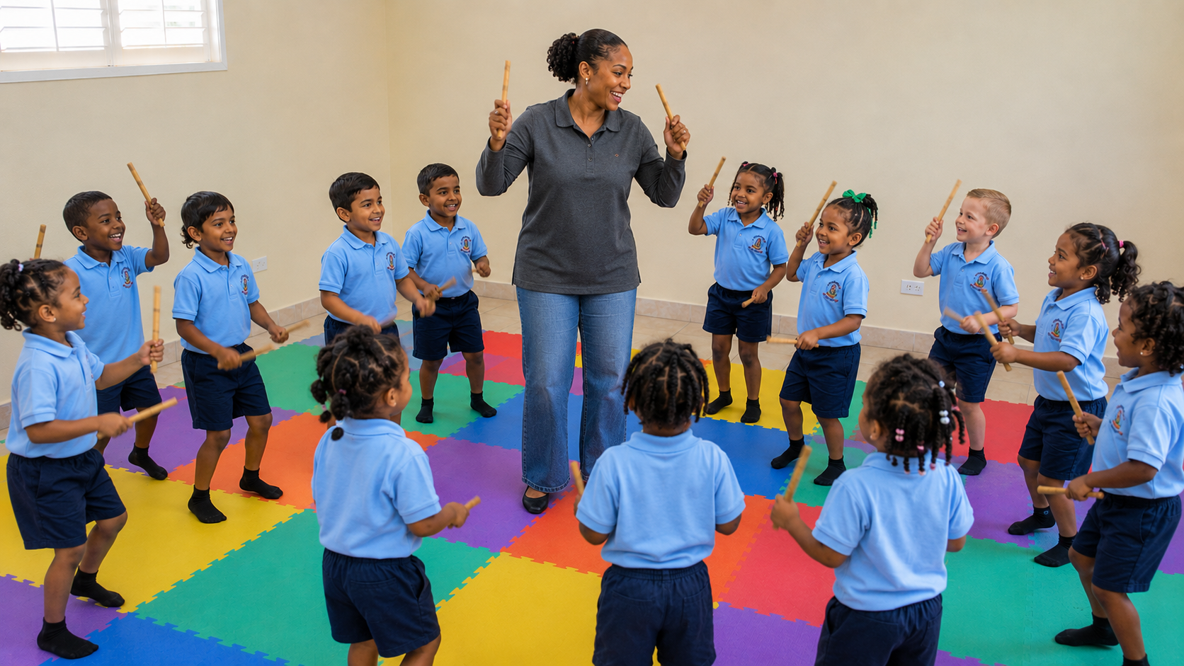 Preschoolers enjoying a music class