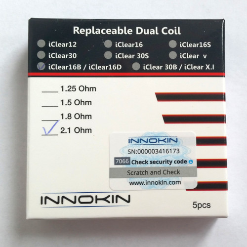 Innokin iClear 16B/D Replacement Dual Coil Heads. 100% Genuine Pack Coded Latest SAVE WITH MULTI PACK DEALS