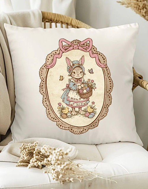 Easter Bunny Decorative Pillow Cover