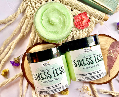 Stress Less Foaming Sugar Scrub - Eucalyptus + Mint