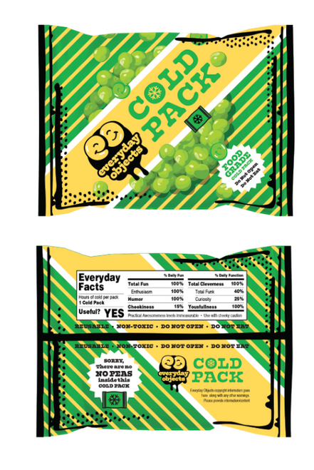 Chill Peas reusable hot and cold pad laid flat, showing pea-shaped sections for flexible comfort.