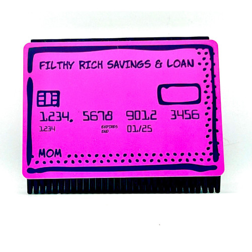 Swipe n Wipe credit card squeegee shown flat, highlighting its slim wallet-sized design.