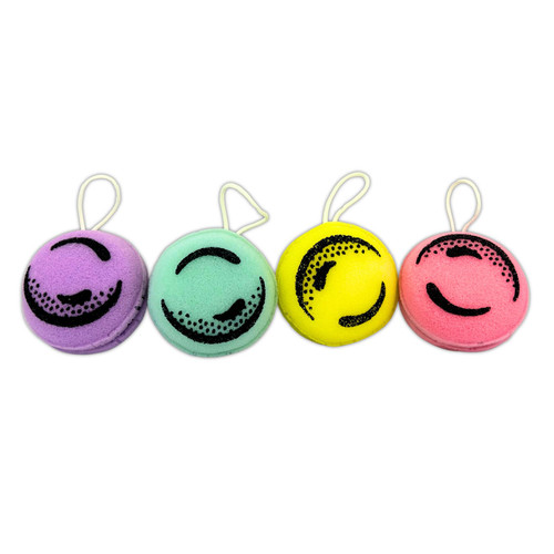 Four Scrubaroons macaron-shaped sponges displayed together in assorted colors.