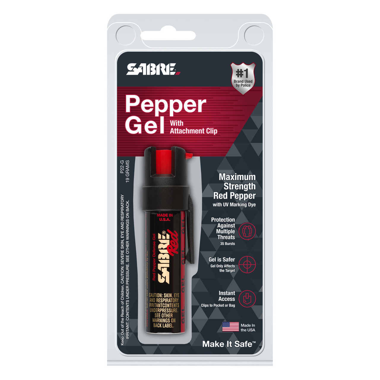 SABRE Red Pepper Gel Pocket Unit with Clip SABRE