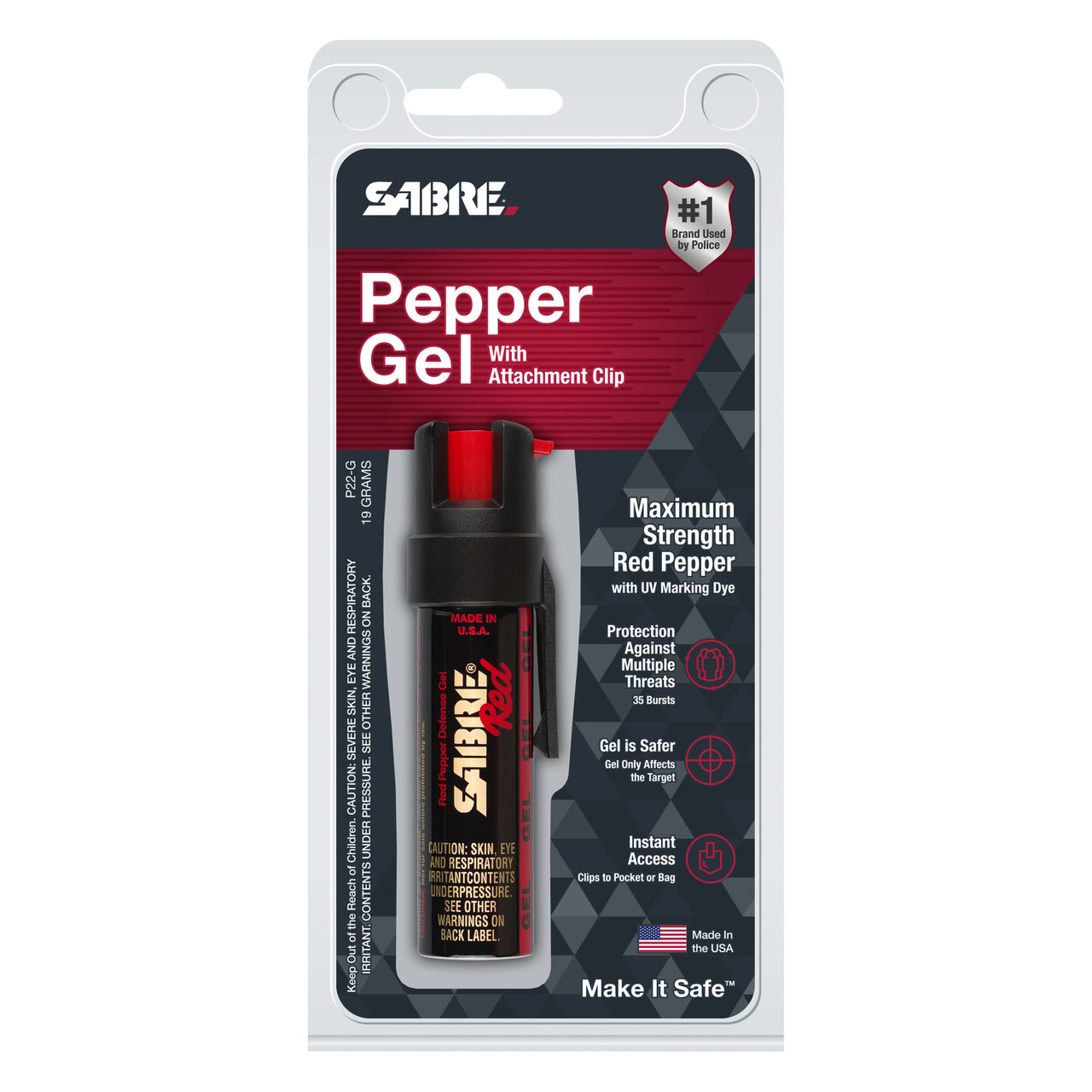 SABRE Red Pepper Gel Pocket Unit with Clip