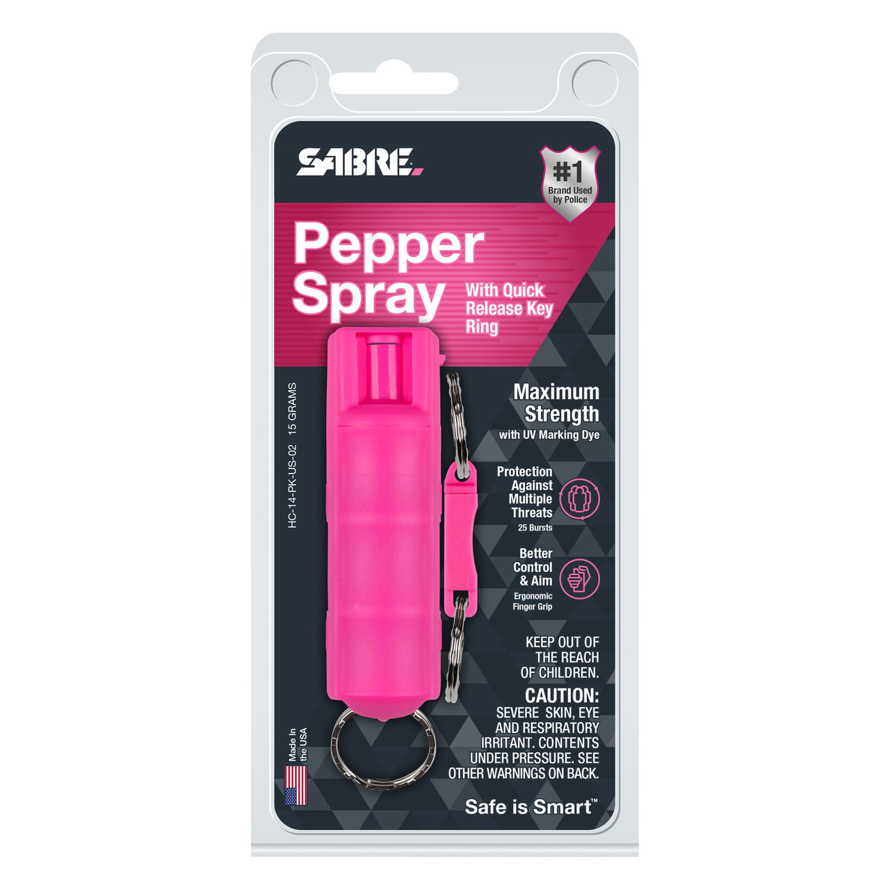 SABRE Pepper Spray Keychain with Quick Release, Black, Solid Print, 0.21  lb. 