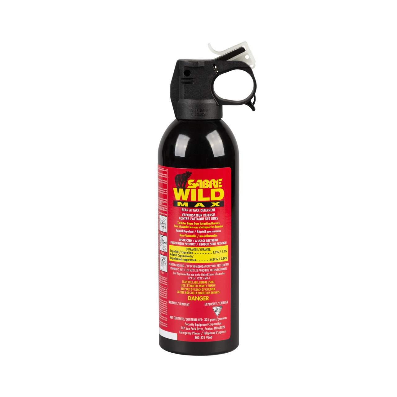 SABRE Wild Max 325g Bear Spray with Glow-in-the-Dark Safety