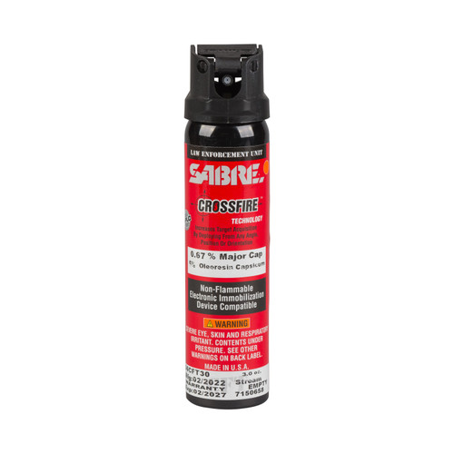 5.0 0.67% MC 3.0 oz Crossfire Stream (MK-4), 89 mL Pepper Spray with Flip Top Safety, Duty Belt Canisters