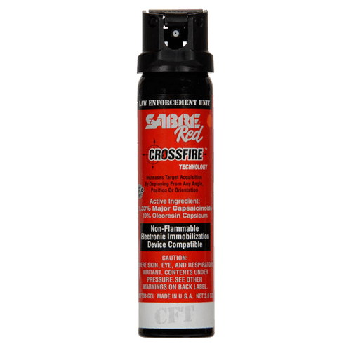 SABRE RED 1.33% MC 3.0 oz Crossfire GEL (MK-4), 89 mL Pepper Gel with Flip Top Safety, Duty Belt Canisters