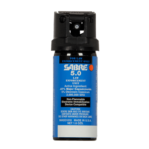 5.0 0.67% MC 1.6 oz Stream (MK-2), 48 mL Pepper Spray with Flip Top Safety, Duty Belt Canisters