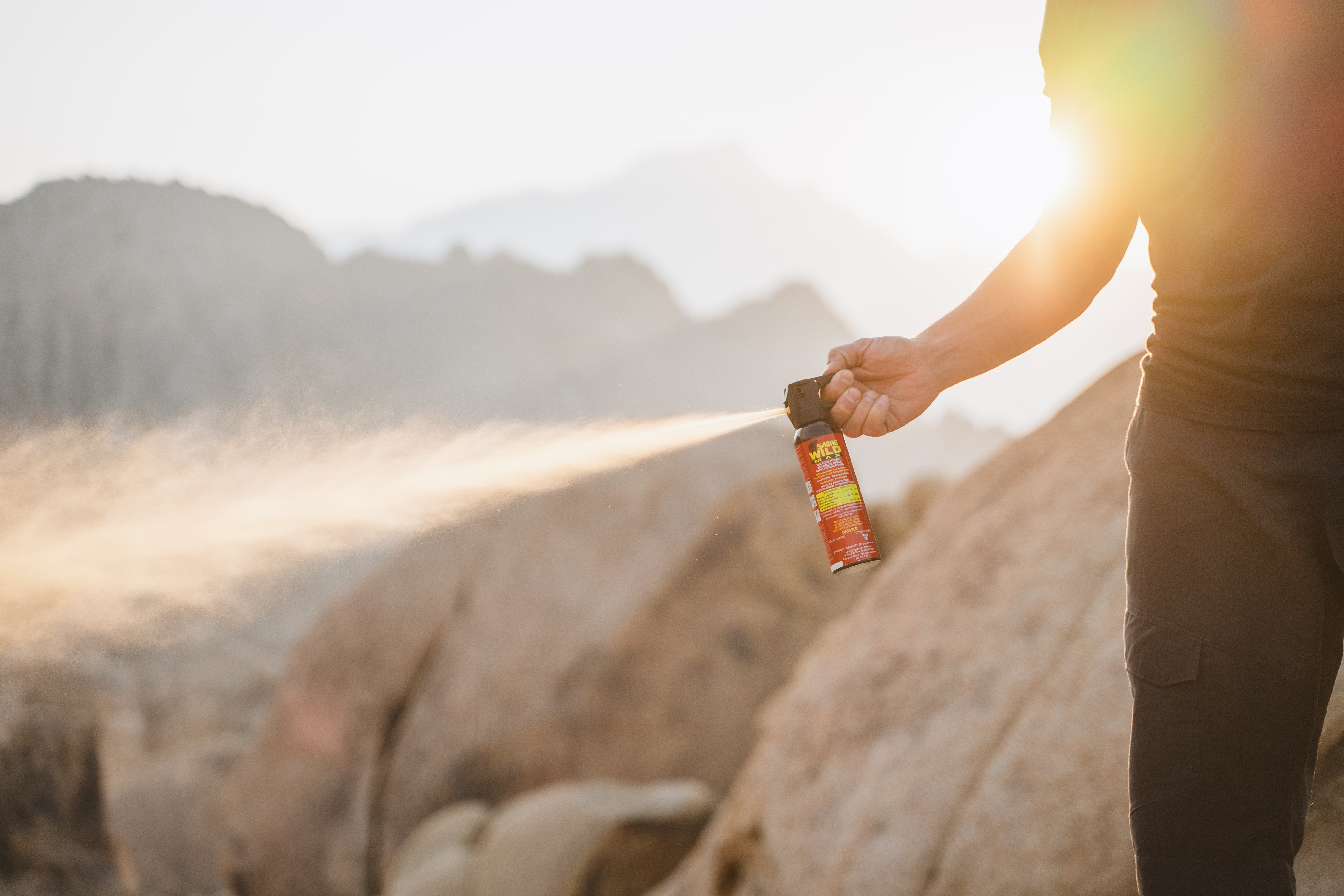 Bear Spray being sprayed outdoors