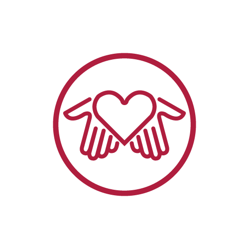 Open hands holding heart icon