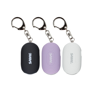 SABRE 3 Pack of 2-in-1 Personal Alarms with LED Lights and Snap Clips