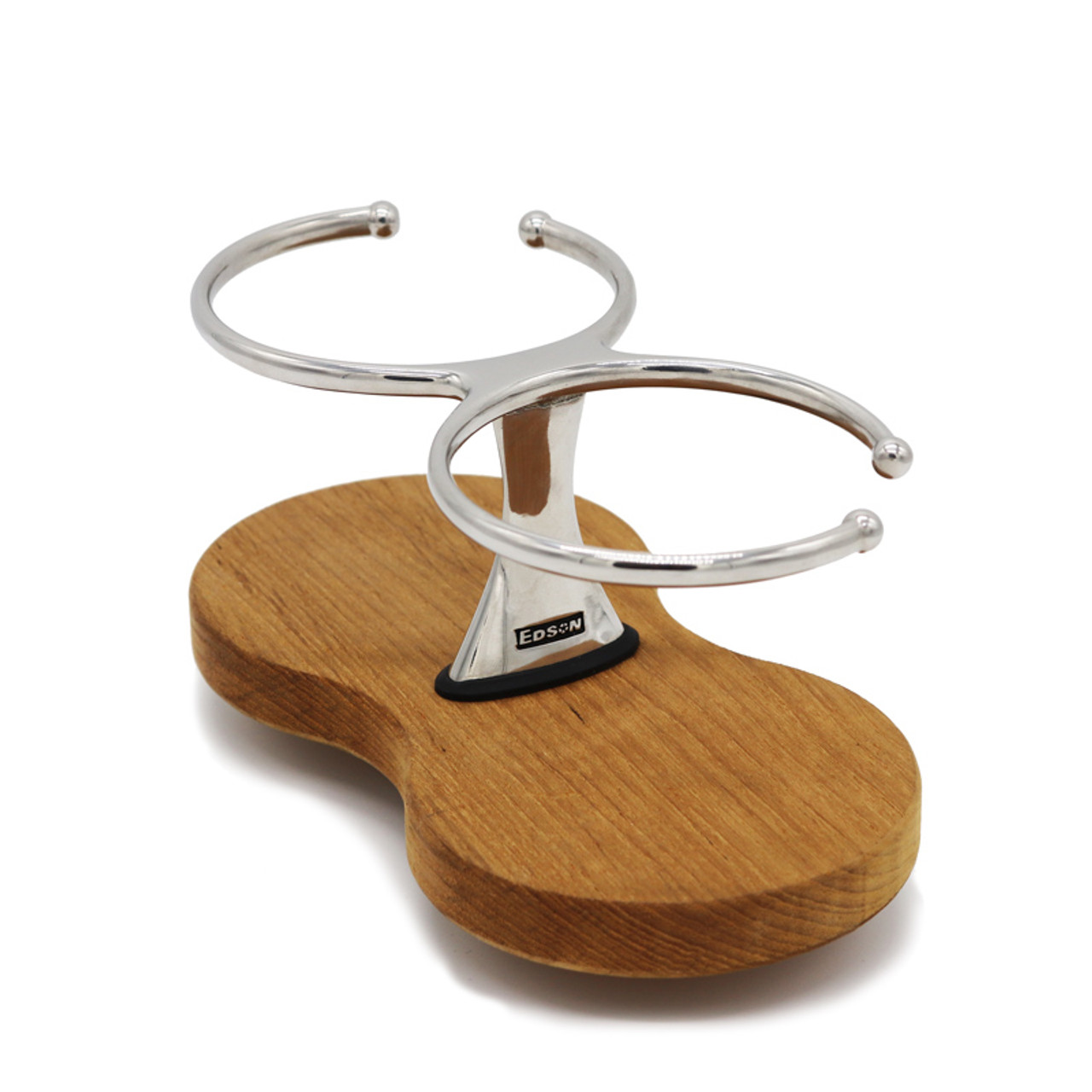 Double Stainless Steel Boat Drink Holder - Teak