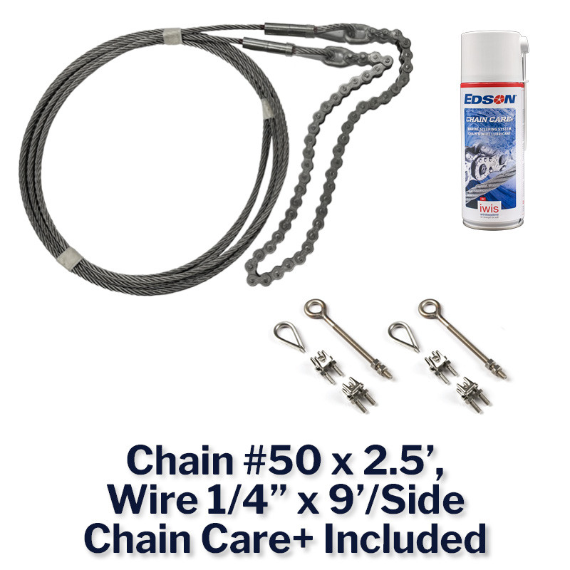 SURE LINE α Edson Marine Steering Hardware: Chain & Wire Kit - 2B25D9 (77207)