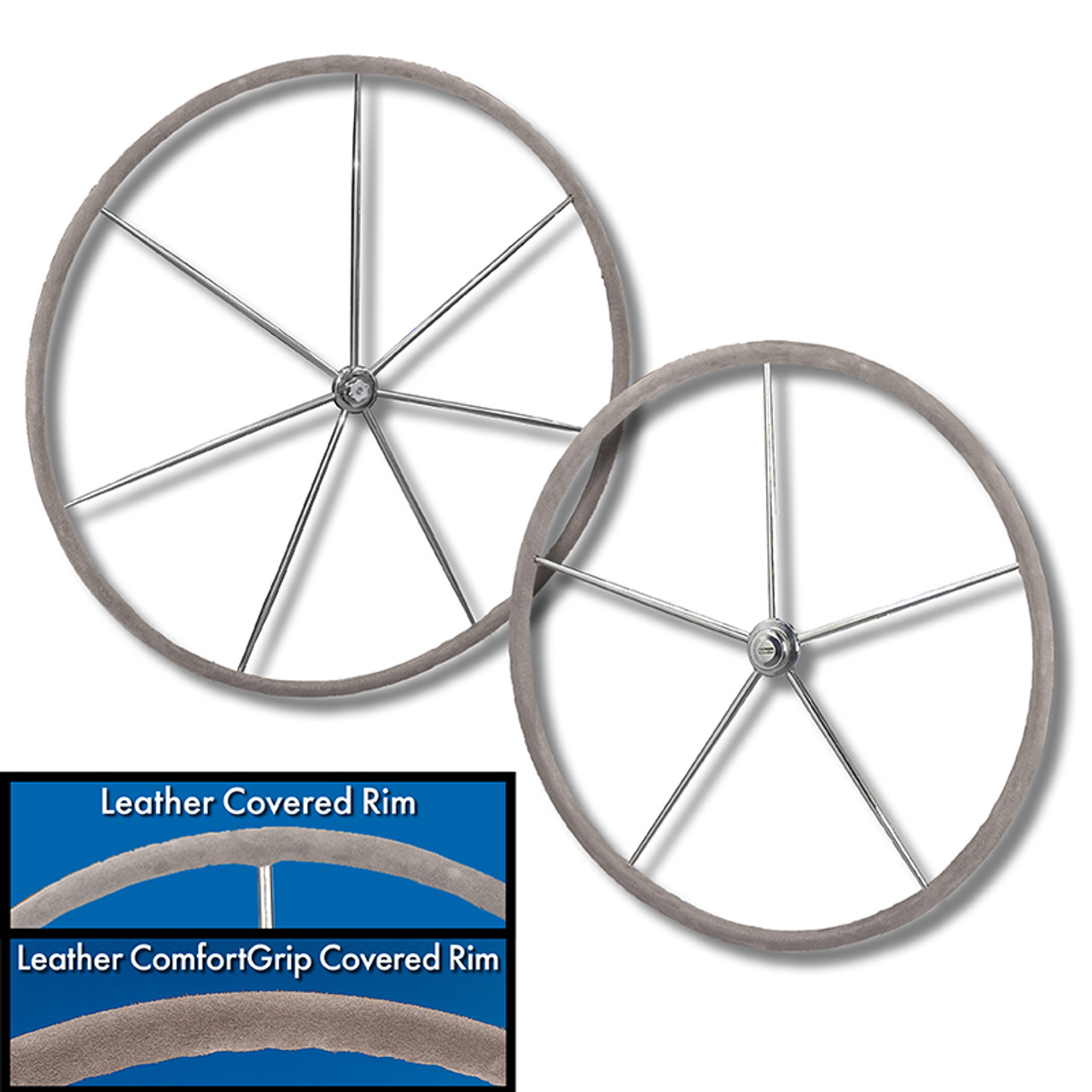 Edson Marine: Leather Covered Rim Sailboat Destroyer Wheel