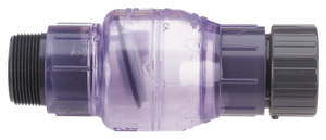 Check Valve - Clear PVC Flapper - 1.5" FNPT X 1.5" MNPT Check Valve - Clear PVC Flapper - 1.5" FNPT X 1.5" MNPT