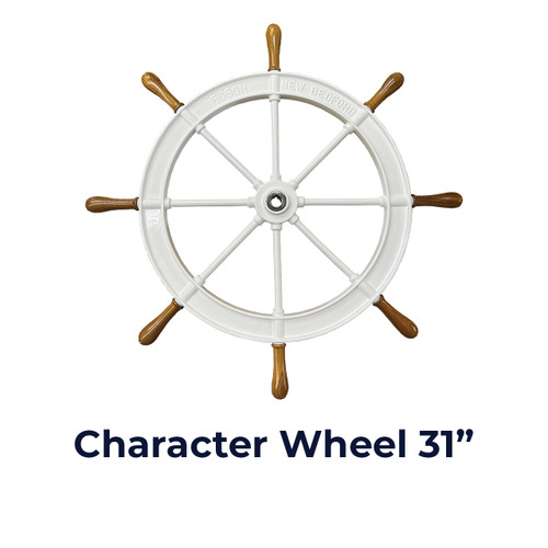 31-inch Character Wheel with Teak Handles with 1-inch Straight Hub