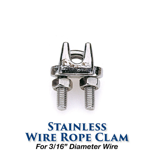 Stainless Wire Rope Clamp - 3/16-inch Wire Size